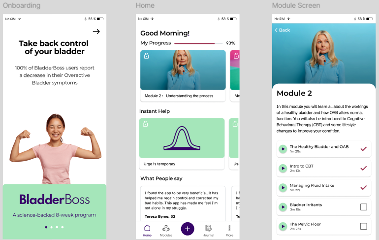 Bladderboss wireframes